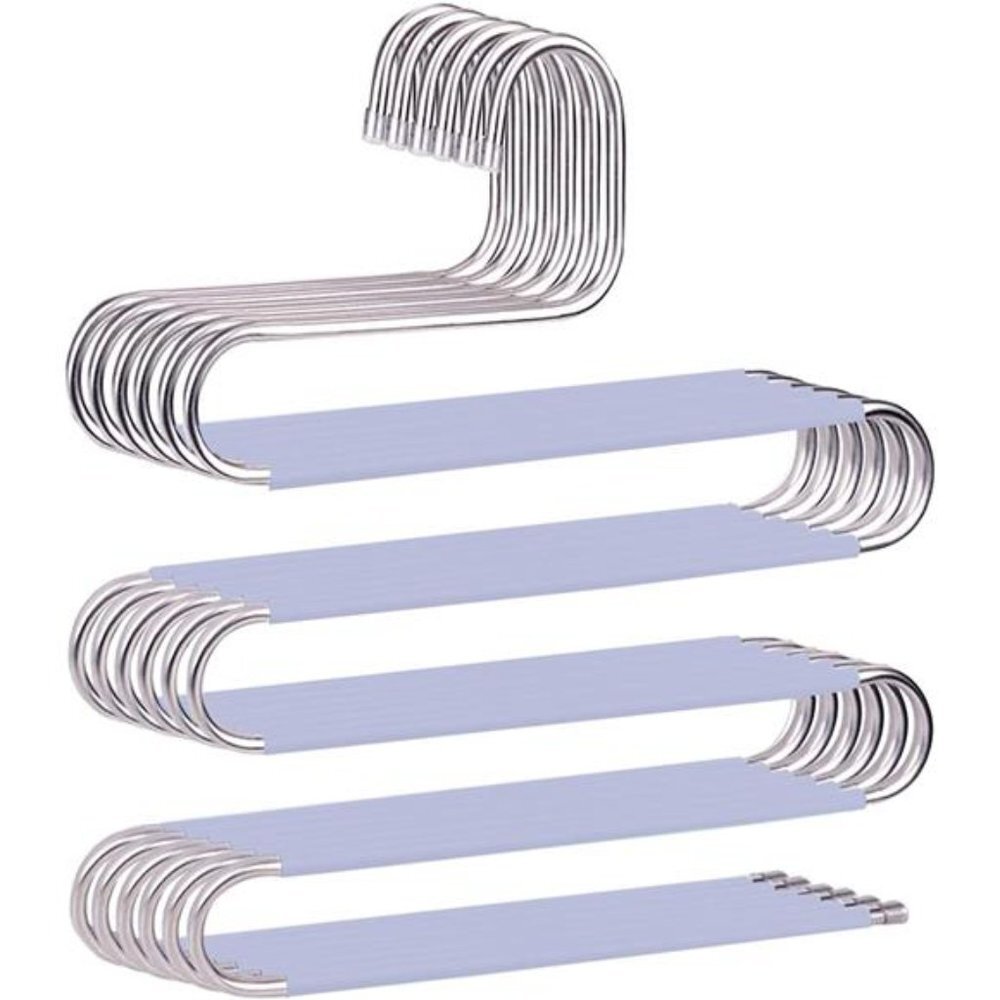 6 Pack S-Shape Trousers Hangers Stainless Steel Clothes Hangers Closet Storage